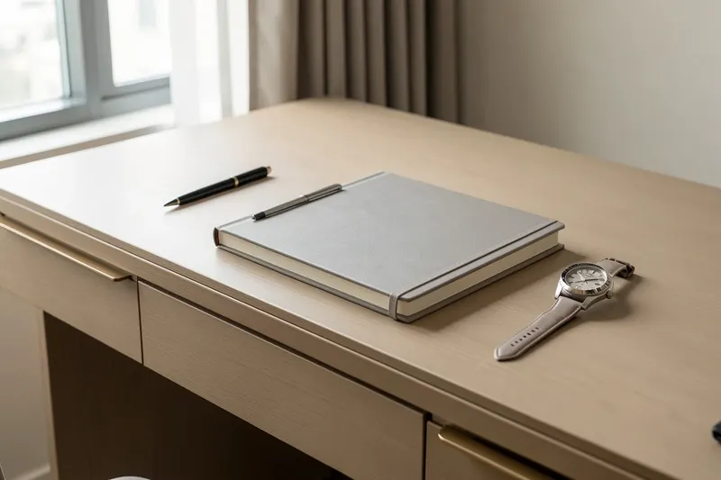 Luxurious workspace study desk indicating privacy