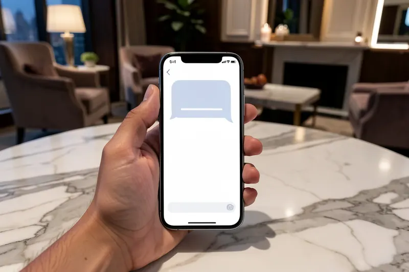 High-end smartphone showing secure chat bubbles