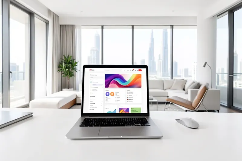 Clean home office workspace with laptop