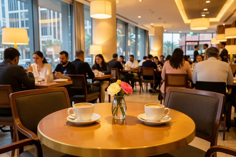 Comfortable cafe table representing a safe meeting spot